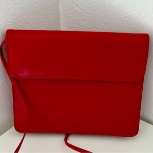 NWOT Etra 60's Vintage Red Leather Quilted Envelope Clutch/Crossbody Bag Handbag